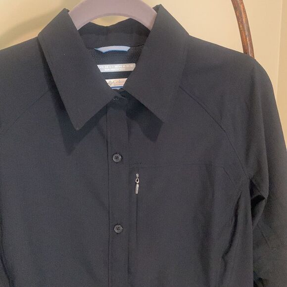 COLUMBIA Black Fitted Omni Shade Shirt - Picture 2 of 6